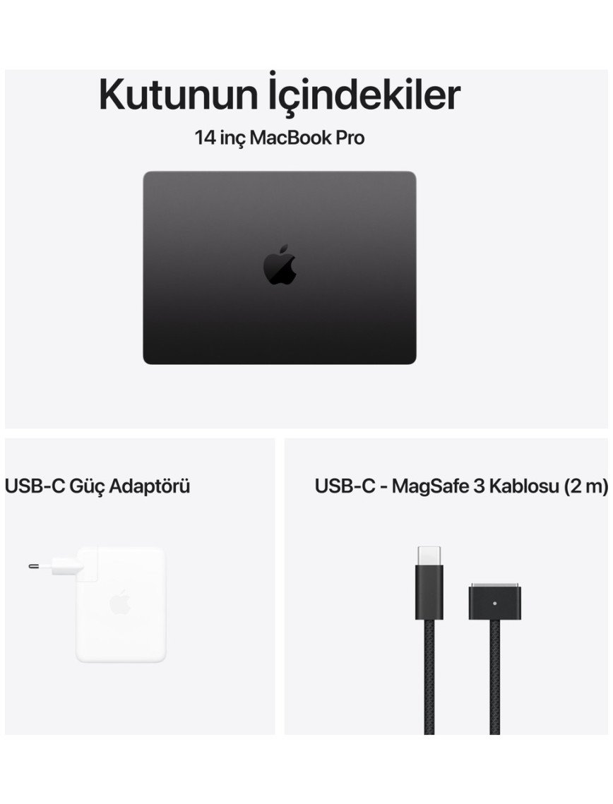 Apple MacBook Pro M4 Pro 24GB 512GB SSD macOS 14" Taşınabilir Bilgisayar Uzay Siyahı MX2H3TU/A Apple MacBook Pro M4 Pro 24GB 512GB SSD macOS 14" Taşınabilir Bilgisayar Uzay Siyahı MX2H3TU/A
