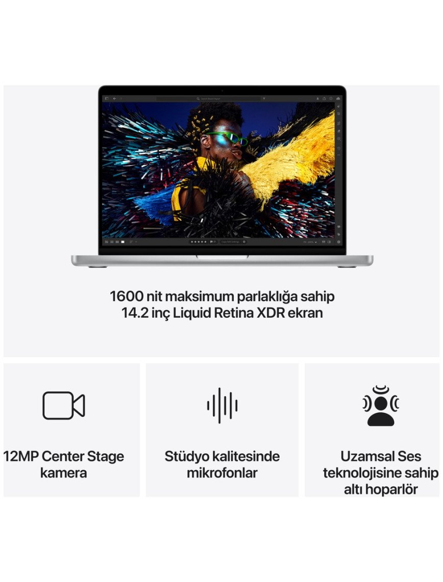 Apple MacBook Pro M4 Pro 24GB 1TB SSD macOS 14" Taşınabilir Bilgisayar Gümüş MX2F3TU/A Apple MacBook Pro M4 Pro 24GB 1TB SSD macOS 14" Taşınabilir Bilgisayar Gümüş MX2F3TU/A