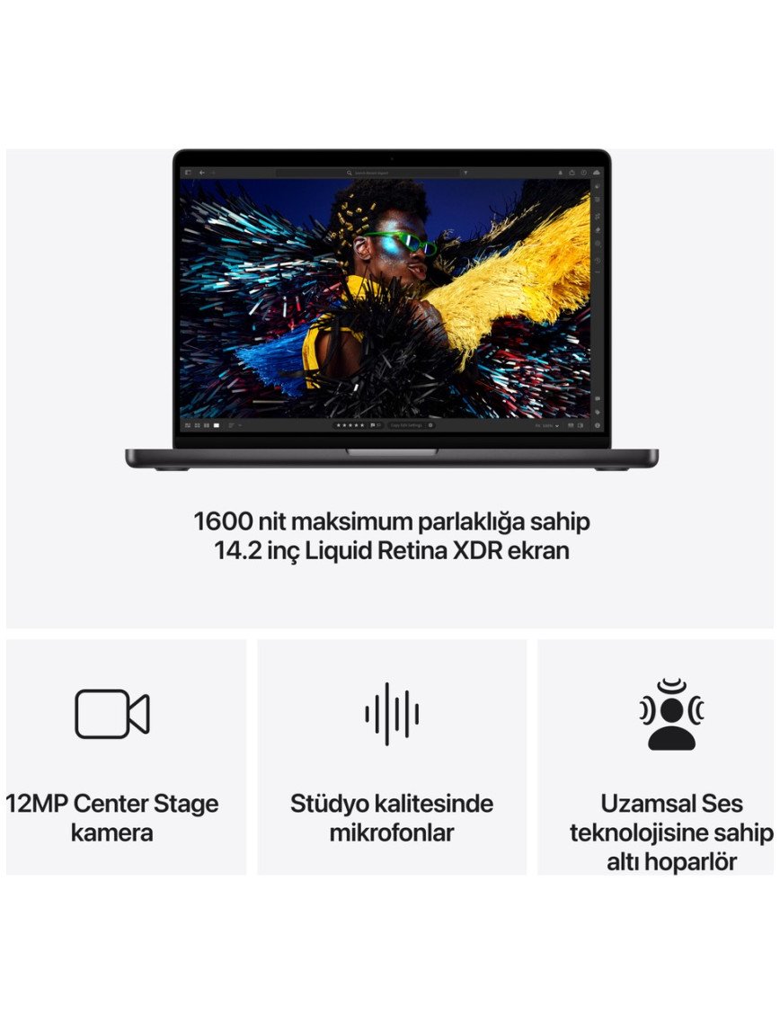 Apple MacBook Pro M4 16GB 512GB SSD macOS 14" Taşınabilir Bilgisayar Uzay Siyahı MW2U3TU/A Apple MacBook Pro M4 16GB 512GB SSD macOS 14" Taşınabilir Bilgisayar Uzay Siyahı MW2U3TU/A