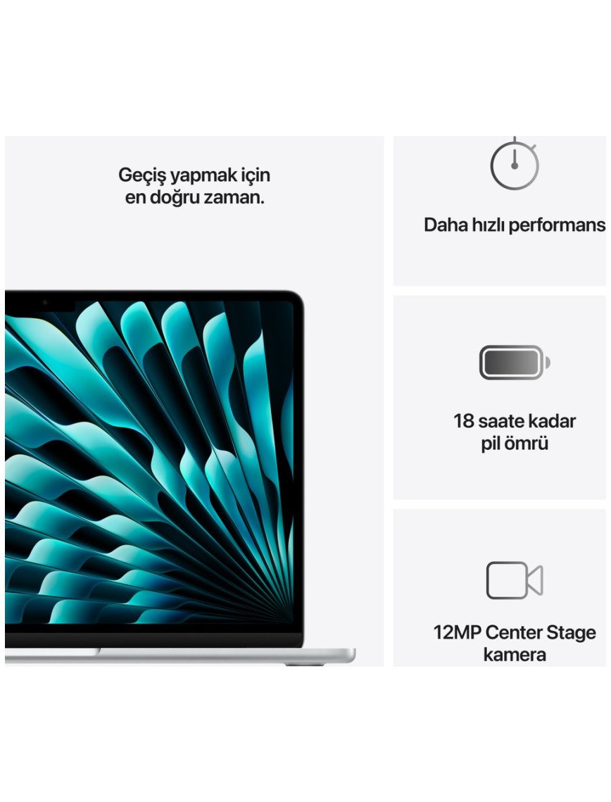 Apple MacBook Air M4 16GB 512GB SSD macOS 13" Taşınabilir Bilgisayar Gümüş MW0X3TU/A Apple MacBook Air M4 16GB 512GB SSD macOS 13" Taşınabilir Bilgisayar Gümüş MW0X3TU/A