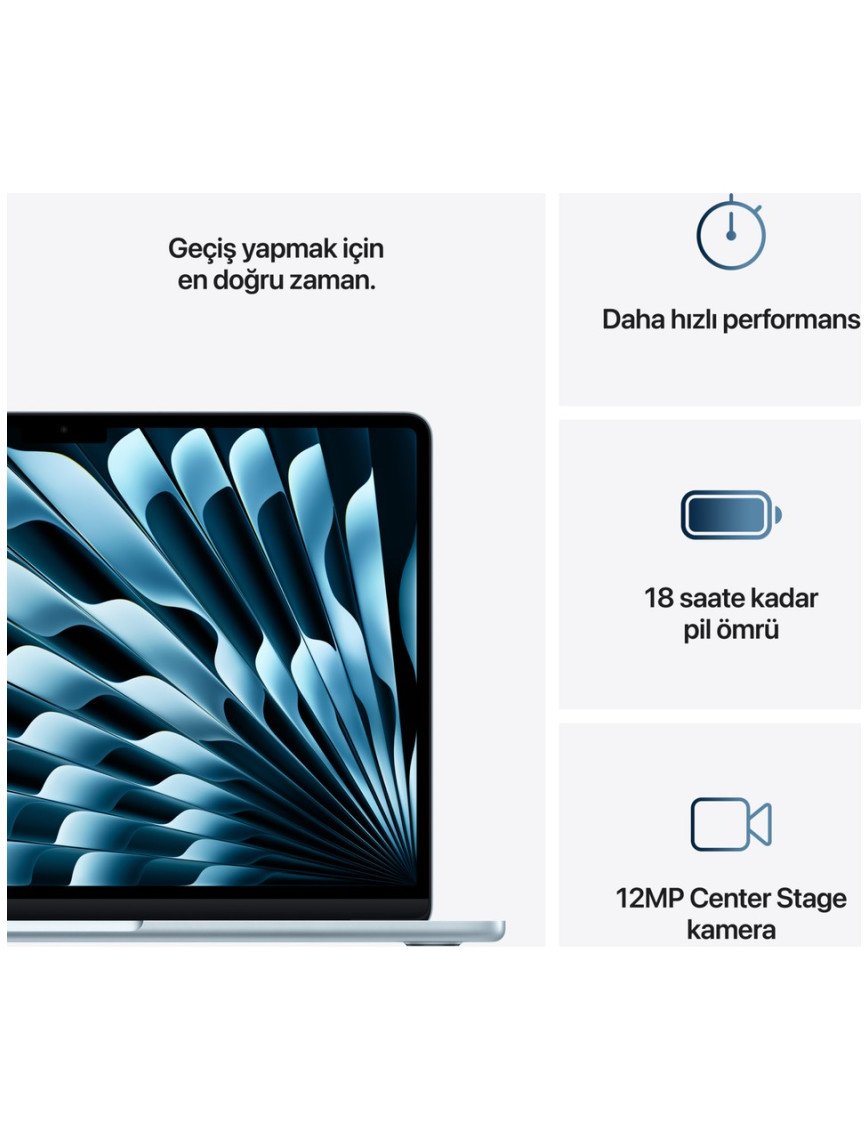 Apple MacBook Air M4 16GB 512GB SSD macOS 13" Taşınabilir Bilgisayar Gök Mavisi MC6U4TU/A Apple MacBook Air M4 16GB 512GB SSD macOS 13" Taşınabilir Bilgisayar Gök Mavisi MC6U4TU/A