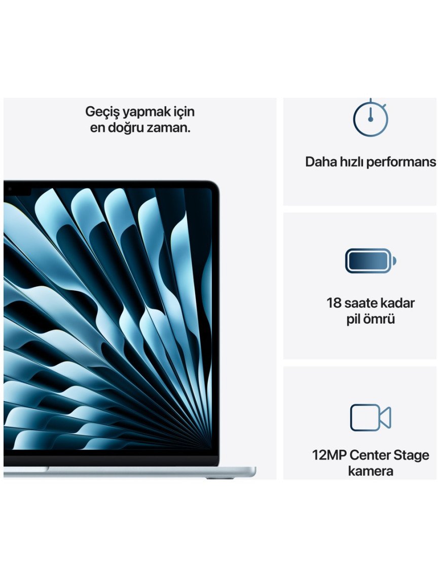 Apple MacBook Air M4 16GB 256GB SSD macOS 15" Taşınabilir Bilgisayar Gök Mavisi MC7A4TU/A Apple MacBook Air M4 16GB 256GB SSD macOS 15" Taşınabilir Bilgisayar Gök Mavisi MC7A4TU/A