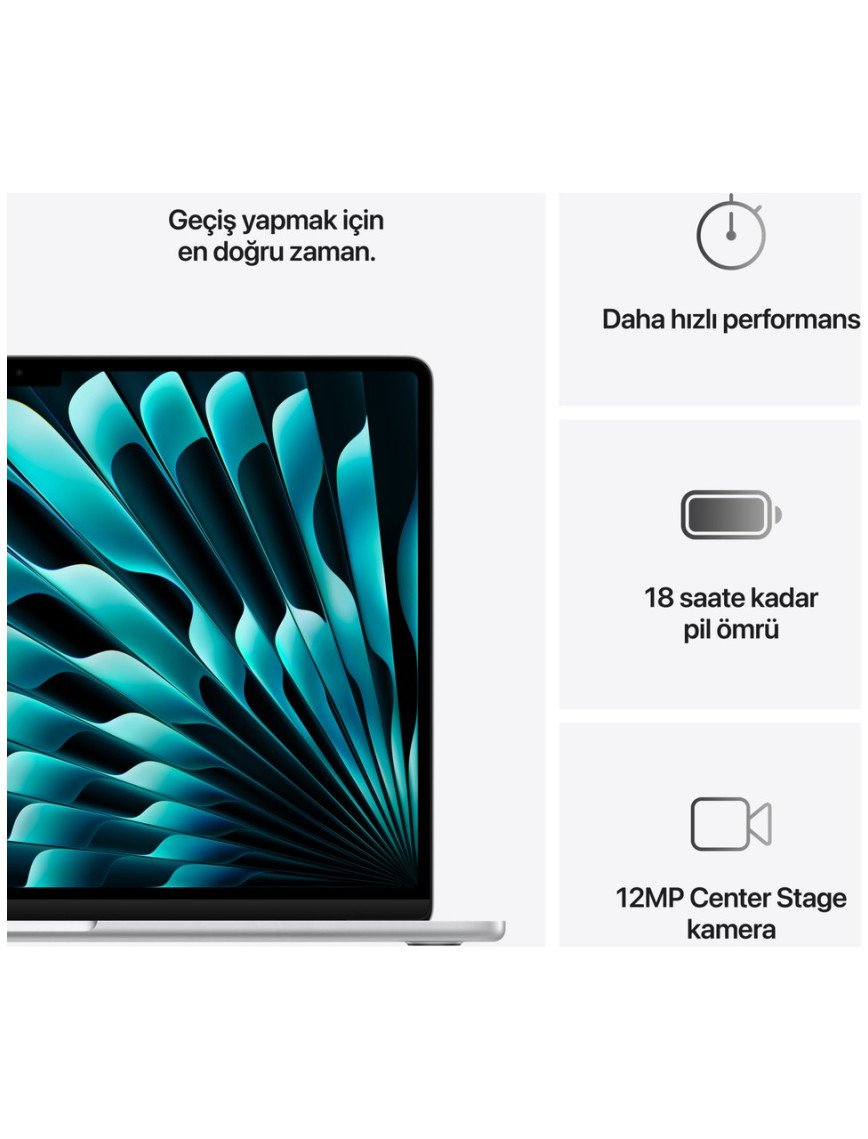 Apple MacBook Air M4 16GB 256GB SSD macOS 15" Taşınabilir Bilgisayar Gümüş MW1G3TU/A Apple MacBook Air M4 16GB 256GB SSD macOS 15" Taşınabilir Bilgisayar Gümüş MW1G3TU/A